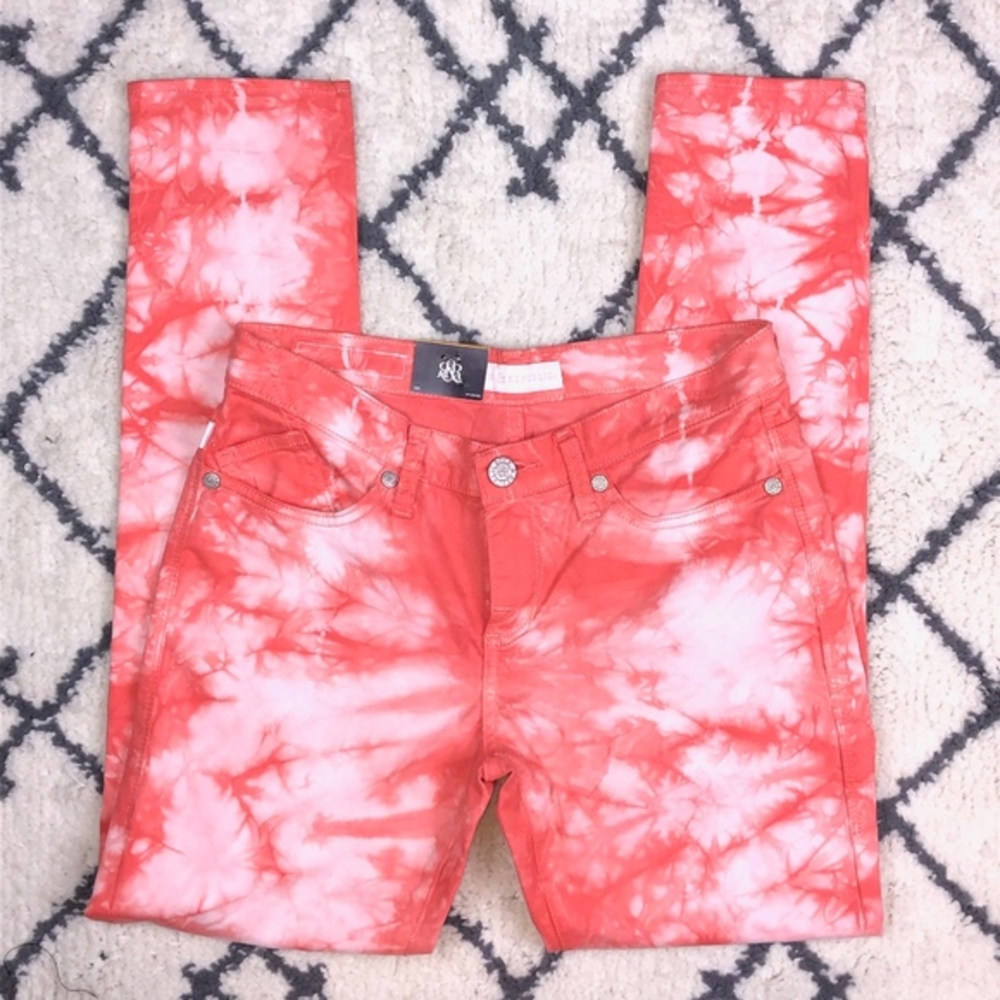 Rock & Republic Peach Tie-Dye Skinny Jeans (6 M)